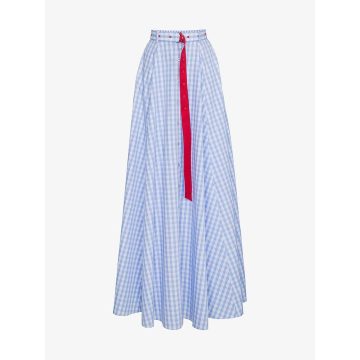 high waist gingham cotton maxi skirt