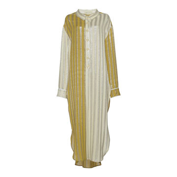 Riviere Argentique Metallic Stripe Silk-Blend Tunic Shirt