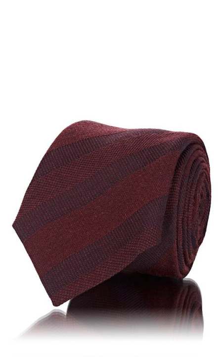 Tonal-Striped Mixed-Stitch Wool-Silk Necktie展示图