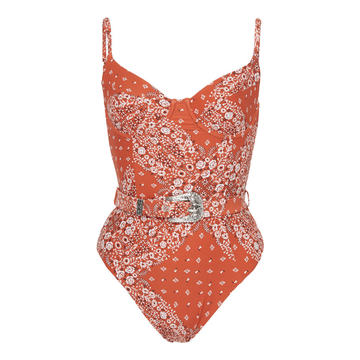 + WeWoreWhat Belted Bandana-Print Swimsuit