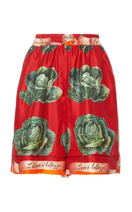 High Waisted Cabbage Print Shorts展示图