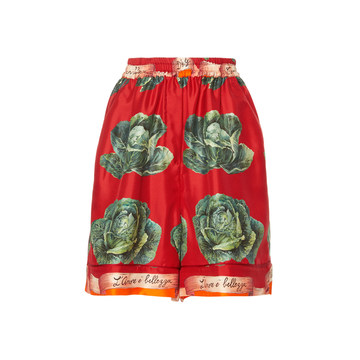 High Waisted Cabbage Print Shorts