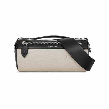 The Cotton Linen and Leather Barrel Bag