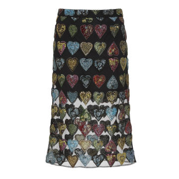 Embroidered Sequin Hearts Skirt