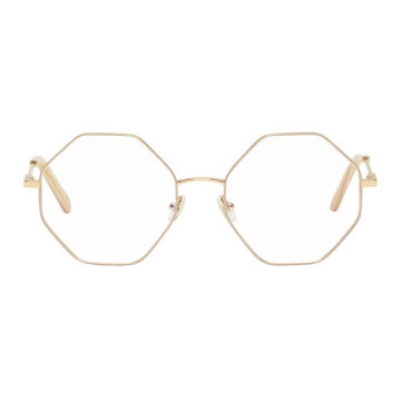 Gold & Beige Hexagon Glasses