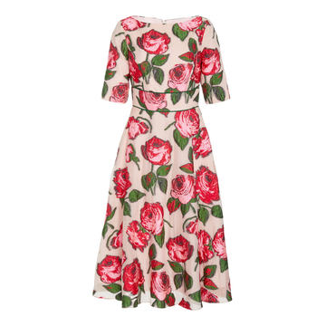 Embroidered Floral Fil Coup�� Midi Dress