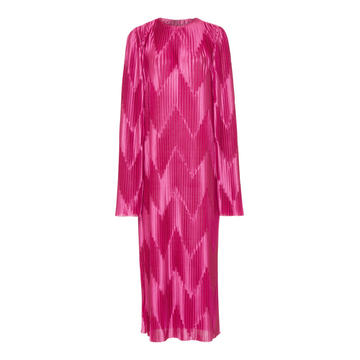 Chevron Satin-Pliss�� Midi Dress