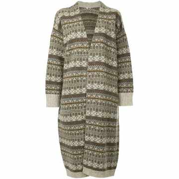 fairisle long knitted cardigan