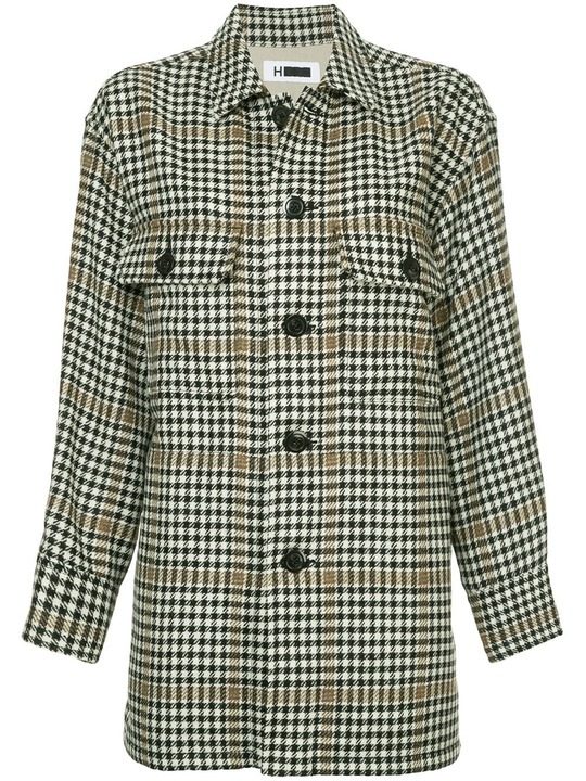 oversized check print shirt展示图