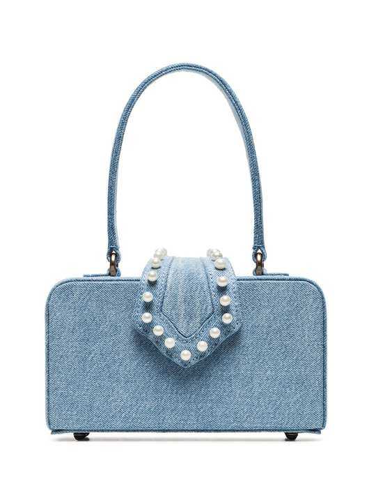 blue In The 50s pearl embellished denim box bag展示图