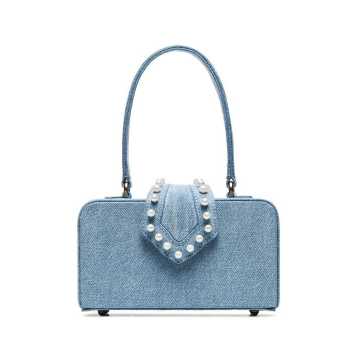 blue In The 50s pearl embellished denim box bag