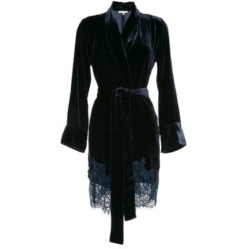 lace hem velvet robe