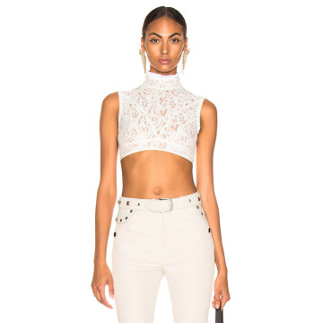 Lace & Jersey Sleeveless Crop Top