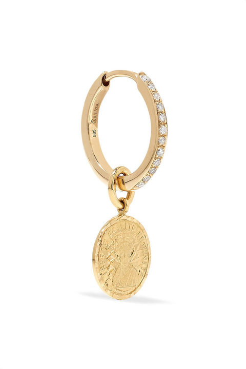 Louise D'Or Coin 18K 黄金钻石耳环展示图