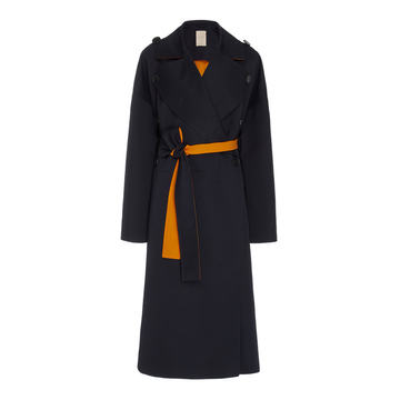 Aroa Pleated Back Wool-Cotton Coat