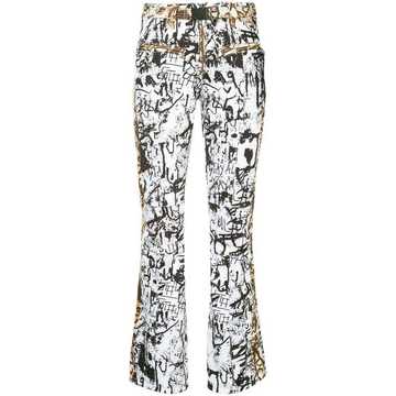 rainbow stretch graffiti print ski pants