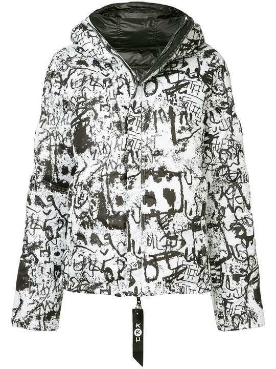 Stravers hood graffiti print jacket展示图