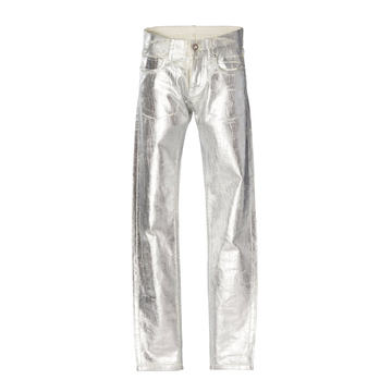 Mi-Rise Metallic Straight-Leg Trousers