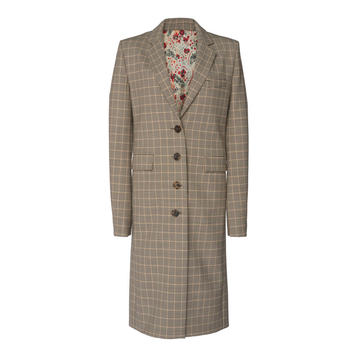 Plaid Wool-Blend Coat