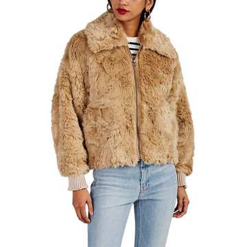 Faux-Fur Oversized Bomber Jacket