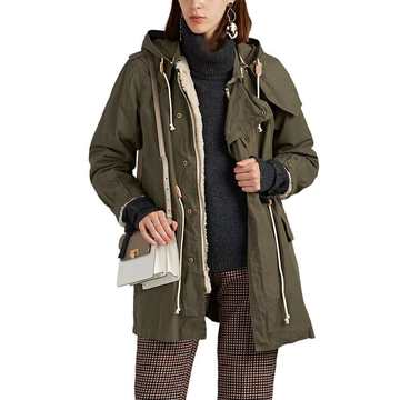 Faux-Fur-Lined Cotton Military Coat