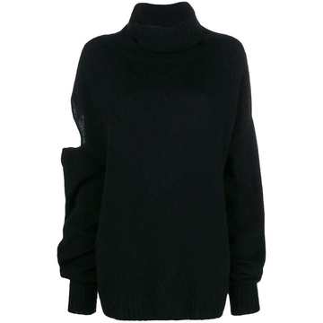 sleeve cut-out turtleneck jumper