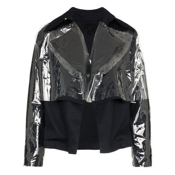 Vinyl-overlay cotton-blend jacket