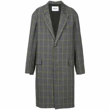 single-breasted check coat