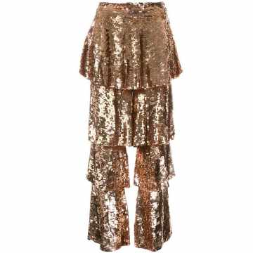 tiered sequinned trousers