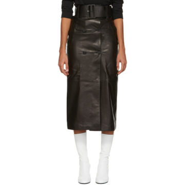 Black Leather Belted Skirt