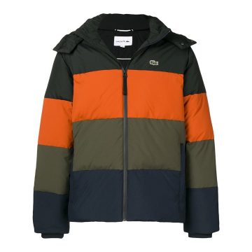 colour block striped puffer jacket