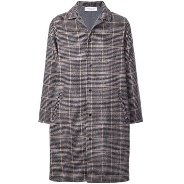 checked single-breasted coat