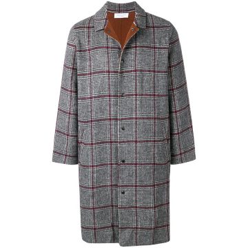 checked straight-fit coat