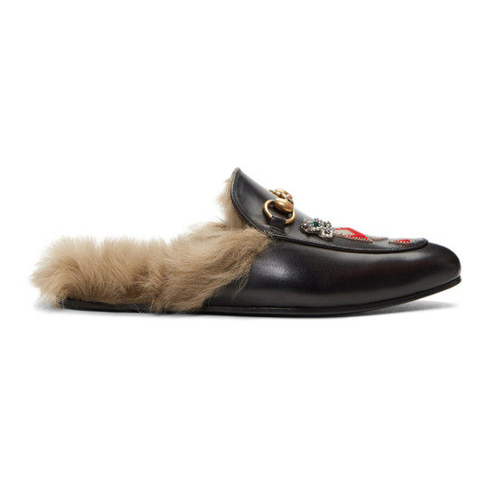 Black Lion & Pierced Heart Princetown Slip-On Loafers展示图