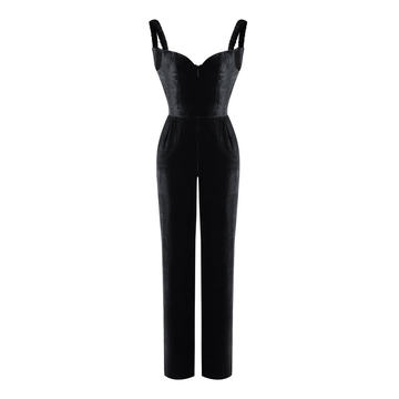 Black Ruched Strap Jumpsuit