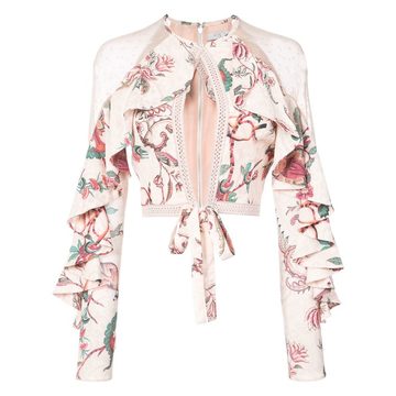 ruffle floral print tie waist top