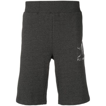 brand embossed track shorts