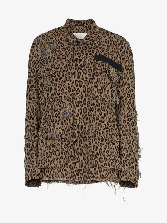 Abu shredded leopard print cotton jacket展示图