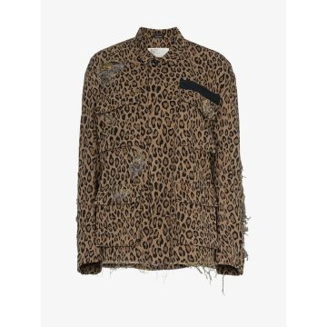 Abu shredded leopard print cotton jacket