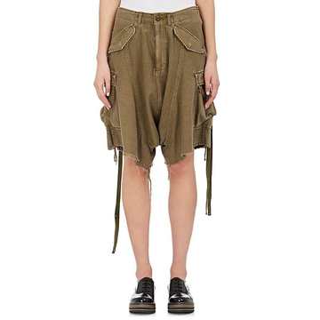 Distressed Cotton Drop-Rise Cargo Shorts