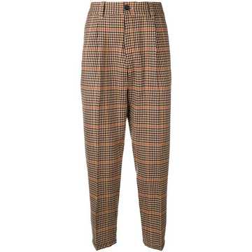 check tapered trousers