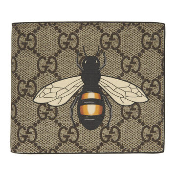 Beige GG Supreme Bee Wallet