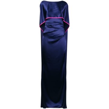 sheen long cape dress