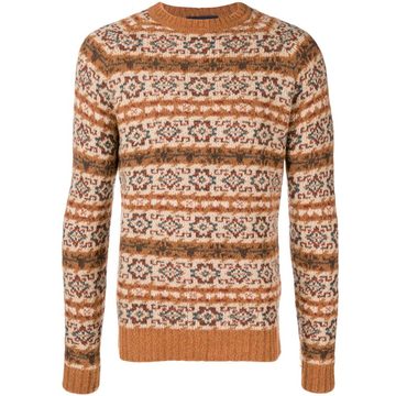 patterned crew neck jumper