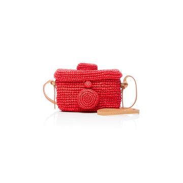 Camera Woven Raffia Strap Bag