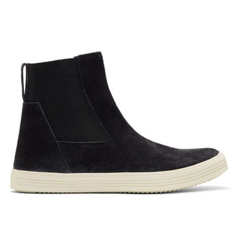 Black & Off-White Suede Mastodon Elastic Boots