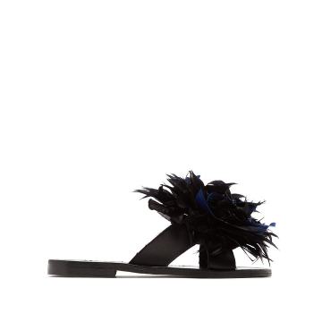 Antoniona feather-trimmed leather sandals