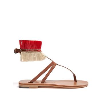 Ariana raffia-embellished leather sandals