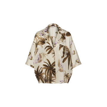 Mixed Silk Tropical Garden Pj Shirt