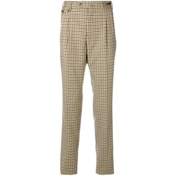 checked print trousers